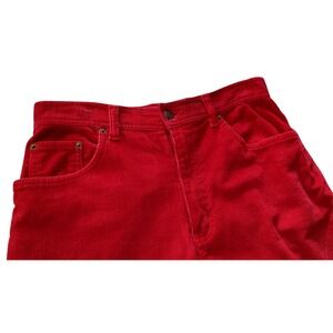 Bill Blass Stretch Corduroy Jeans Red Five Pocket High Rise Womens Petite Ten